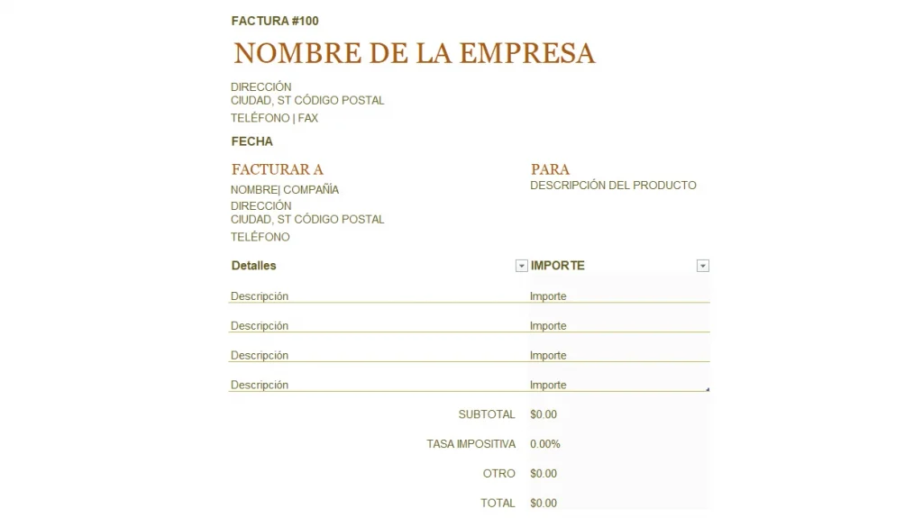 Plantilla de Factura Excel
